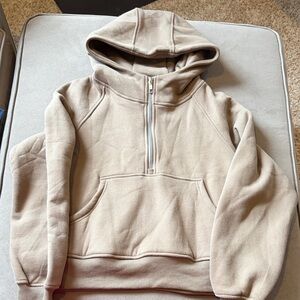 Tan Half-Zip Hoodie Sweater